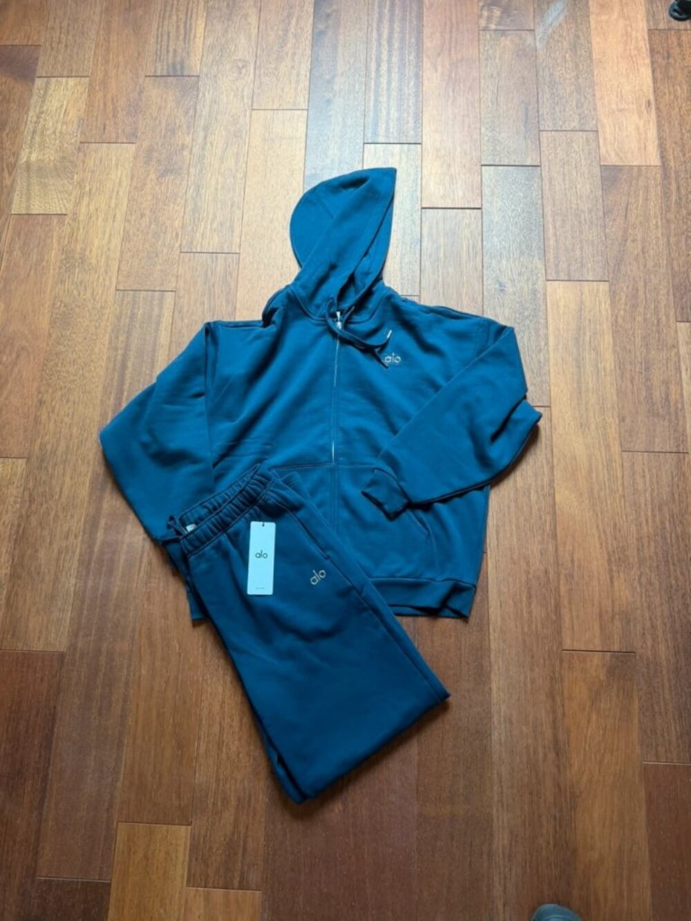 ALO Blue Hooded Jacket & Jogger Set Size L